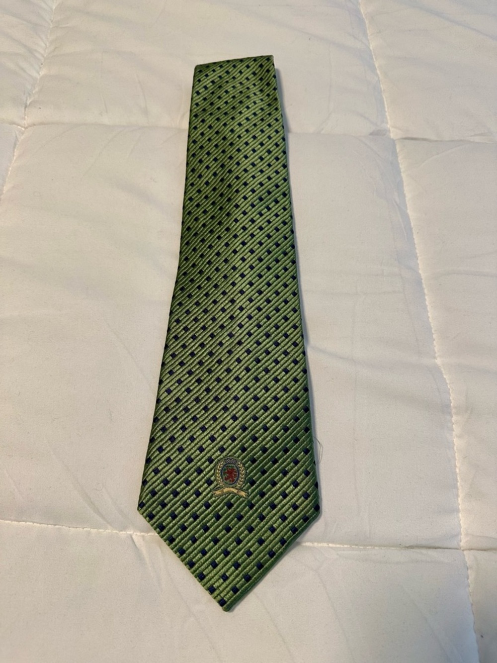 Tommy Hilfiger Green and Navy Geometric Men's Tie